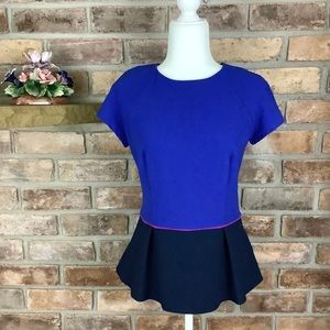 TINLEY ROAD Royal Blue/Black Peplum Top 193